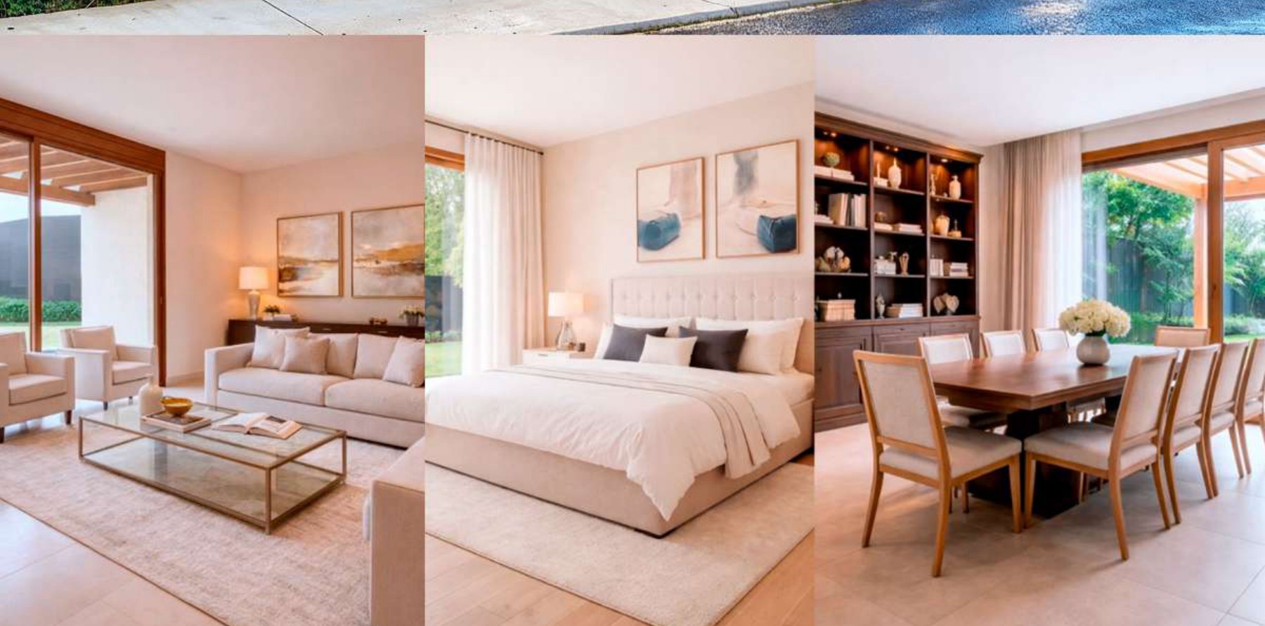 Interiores del modelo Colonial 192 m²: living, comedor y dormitorios